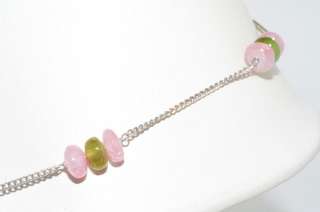 00CT PINK QUARTZ, BLUE TOPAZ & PERIDOT RONDELL CUT NECKLACE  