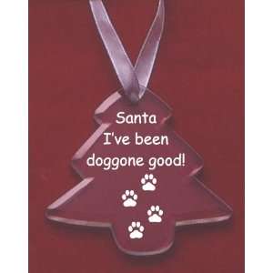  Glass Christmas Tree Dog Ornament, Dear Santa with Dog Paw 