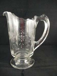VERY PRETTY CLEAR GLASS FOOTED PITCHER  