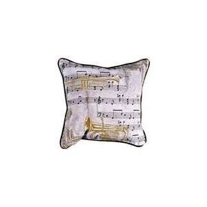  Ears Sheet Music & Brass Instruments Throw Pillow 1