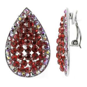    Hildas Teardrop Clip On Earrings   Red Emitations Jewelry