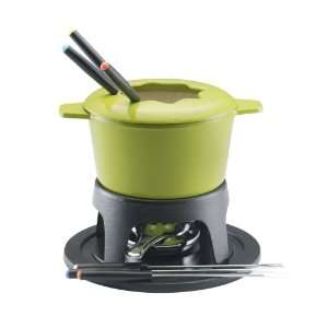  Rachael Ray 1 1/2 Quart Cast Iron Fondue Set, Green 