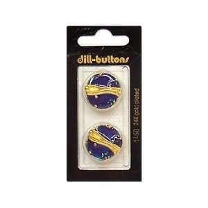   Dill Buttons 22mm Shank Enamel Blue/Gold 2 pc (6 Pack)