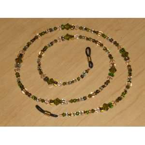   Tones Olivine Swarovski Crystal Copper Bead Mix Eyeglass Chain Holder