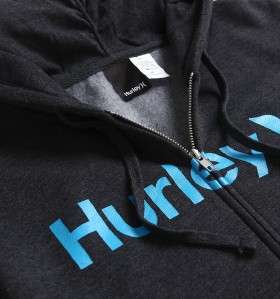 Hurley One And Only Mens Heather Black Zip Hoodie Sweatshirt Jacket 
