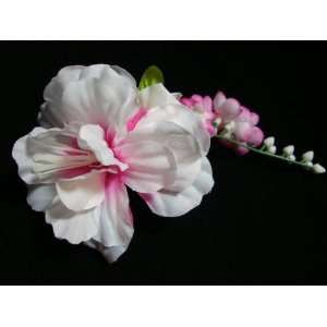    NEW Pink and White Azalea Hair Flower Clip, Limited. Beauty