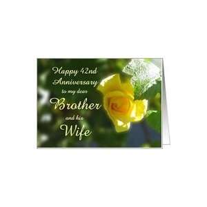 com Happy 42nd Anniversary Brother and his Wife   Yellow Rose Flowers 
