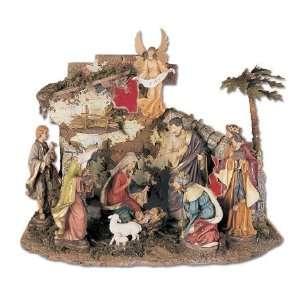  Nativity Set With Lighted Stable   12 Figurines   27x12 