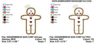 Applique Gingerbread Man Chef Machine Embroidery Design  