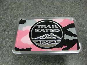TRAILER HITCH COVER HITCH PLUG JEEP TRAIL RATED PINK  