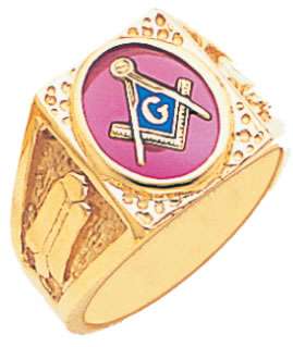   Yellow or White Gold Masonic Freemason Blue Lodge Mason Ring  
