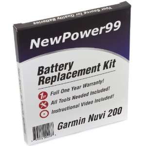  Battery Replacement Kit for Garmin Nuvi 200 with 