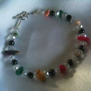 Multi colored stones with Swarovski Crystals Magnetic Therapy Ankle 