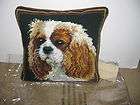 blenheim cavalier king charles dog needlepoint pillow 10 by 10 nwt 