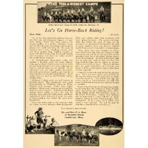  Ad Teela Wooket Camp Girls Summer Horseback Riding   Original Print Ad