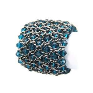  Finecut Glass and Chain Weaved Bracelet 