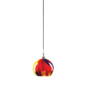   Alico Pendina Single Lamp Pendant with Multi Colour Glass Shade Chrome