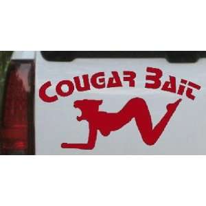 Cougar Bait Funny Car Window Wall Laptop Decal Sticker    Red 40in X 