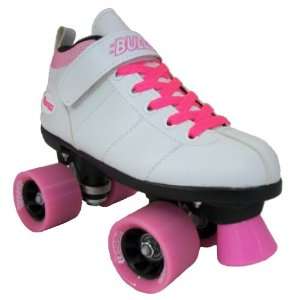 Chicago Bullet Quad Speed Skates   B100W White Boots with Pink Bullet 