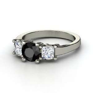  Christy Ring, Round Black Diamond Palladium Ring with 