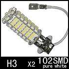 2pcs Car H3 102 SMD LED Xenon White Fog Lights Bulbs