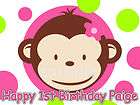 PINK MOD Monkey Edible Birthday CAKE Image Icing Topper