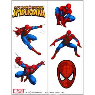 Eight (8) strips of Spider Sense Spider Man temporary tattoos