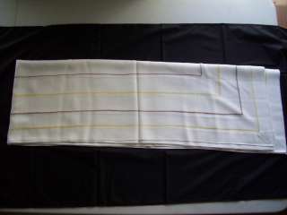 Vintage White Linen Tablecloth Yellow Brown 44 x 66  