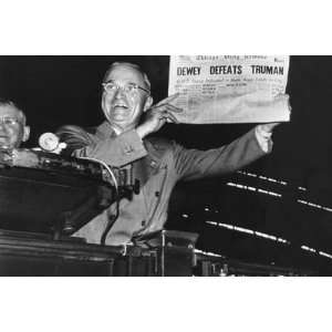  Harry Truman Jubilantly Displaying Erroneous Chicago Daily 