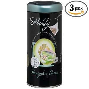 Silkenty Tea, Honeydew Green, 15 Count Pyramid Tea Sachets (Pack of 3 