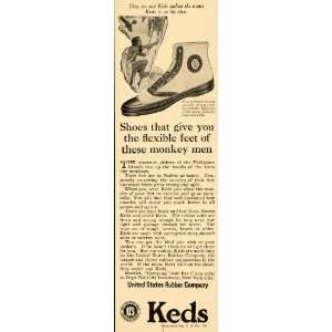 1922 Ad Keds High Top Shoes Rubber Soles Feet Monkey   Original Print 