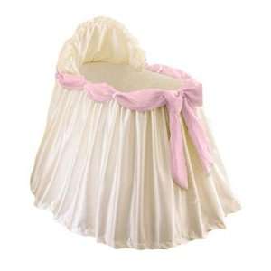  Swag Bassinet Liner/Skirt and Hood with Pink Sash Size 