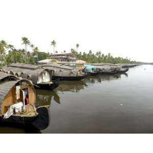  Houseboats Moored in the Backwaters of Alleppey, Kerala 