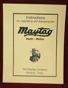Maytag Upright Motor Engine Service Manual Hit & Miss  
