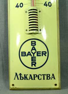   APOTHECARY BAYER PHARMACY ADVERTISING ENAMEL TIN SIGN THERMOMETER AD