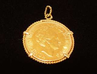  10 Guilder 1925 Gold Coin In Pendant Holder   coin is .900 fine  