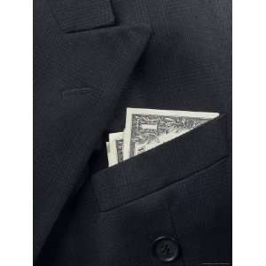  Black Wool Suit with American Dollar Bills in the Pocket 