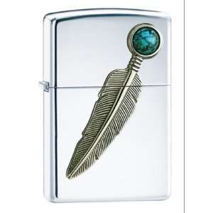  Zippo Indian Feather High Polished Chrome Lighter Sports 