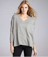 525 America heather grey cotton boxy v neck sweater style# 316684602