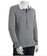 Alexander McQueen grey silk jersey long sleeve polo style# 317173501