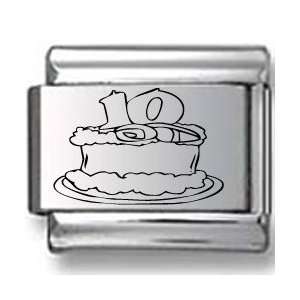  Birthday Cake Ten Years Old Laser Italian Charm Jewelry