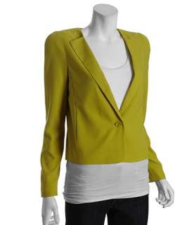 BCBGMAXAZRIA dill woven Jordyn collarless one button blazer