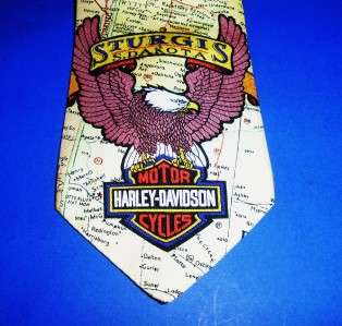   MARLIN NECK TIE STURGIS HARLEY DAVIDSON MOTORCYCLES 100% SILK  