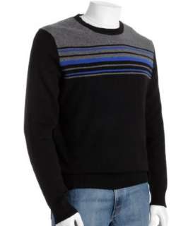 harrison black cashmere color block crewneck sweater