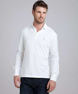 Brunello Cucinelli white cotton long sleeve polo shirt