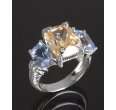 judith ripka canary crystal and blue quartz triple stone ring