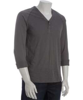 Cockpit grey cotton long sleeve henley t shirt