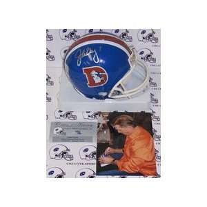 John Elway Autographed Denver Broncos Throwback Mini Football Helmet