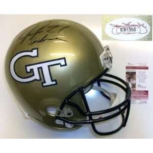  Autographed Calvin Johnson Helmet   Georgia Tech F s 