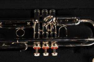 Chrome Trumpet Instrument in Case Musical Brass Wind  